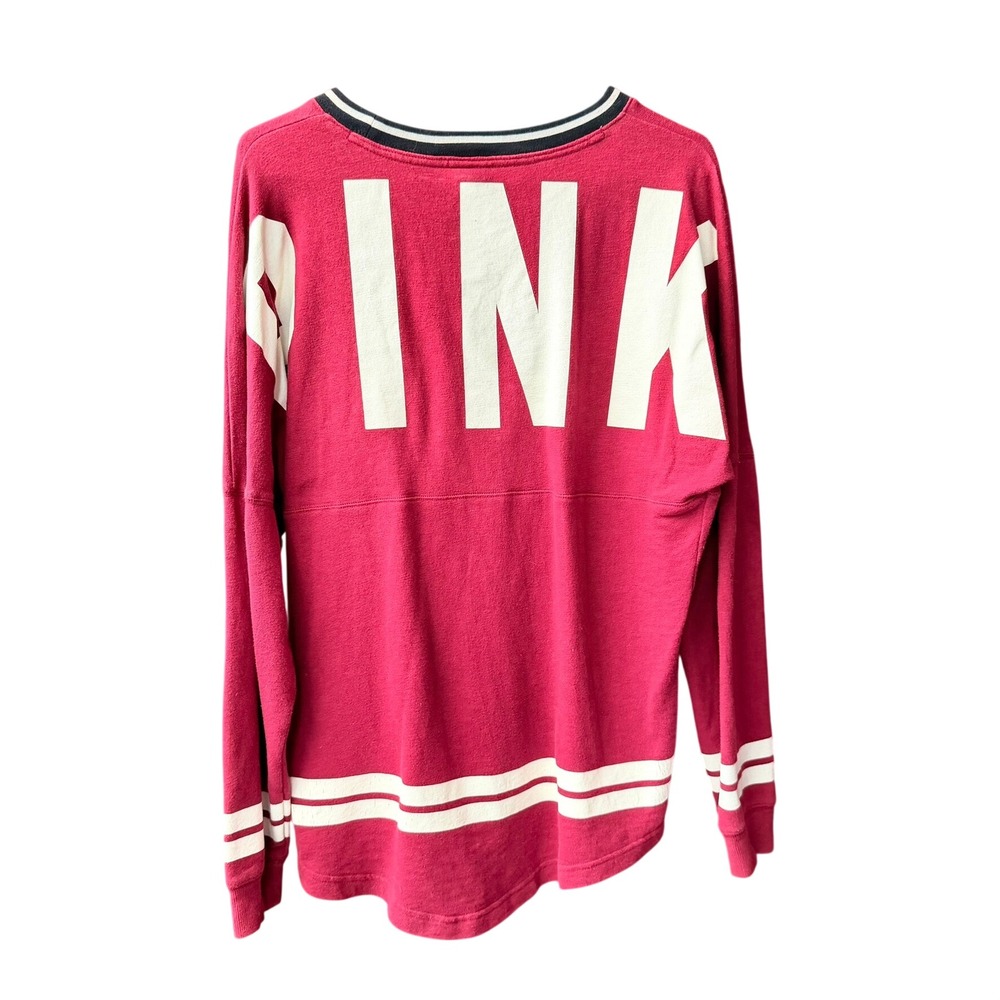PINK Victoria's Secret Spirit Jersey Womens Medium Red Long Sleeve Graphic Top